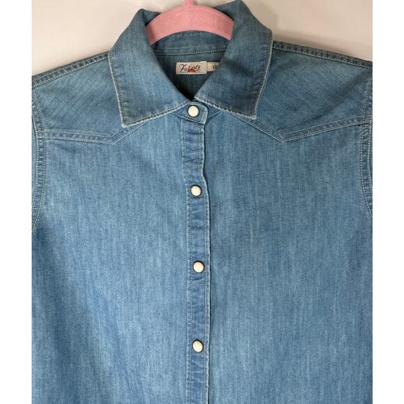 FAHERTY Denim Snap Closure Shirt, Western Style, Size Small - Picture 5 of 10